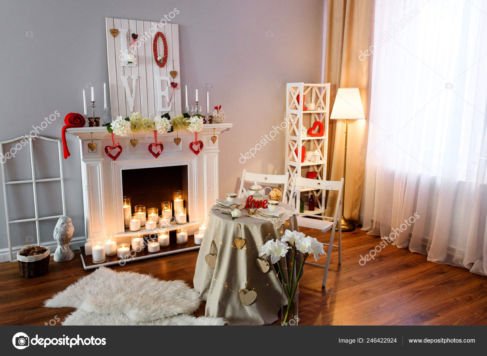Interior Celebration Valentine Day Perspective Photo Cozy Room