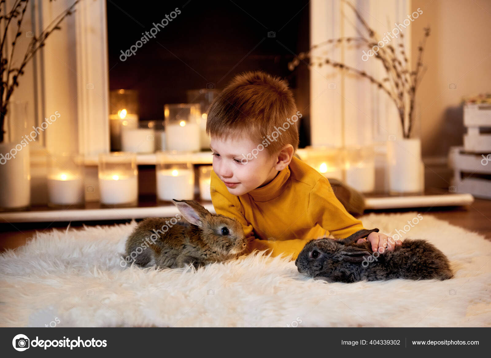 Child Playing Grey Rabbit Easter Celebration Children Animals Kids