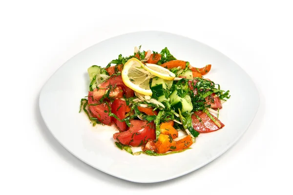 Vegetabilsk Salat Serverer Mat Kafeen Restaurant Til Meny Isolert Hvit – stockfoto