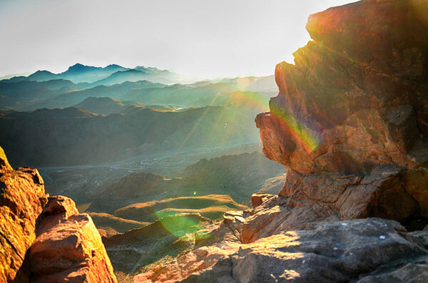 Sunrise in Egyptian mountains. Sinai.