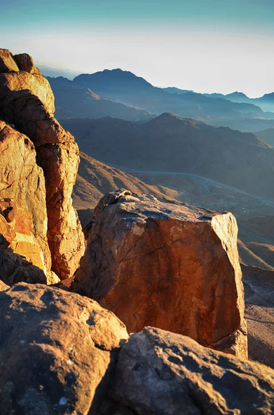 Nascer Sol Nas Montanhas Egípcias Sinai — Fotografia de Stock