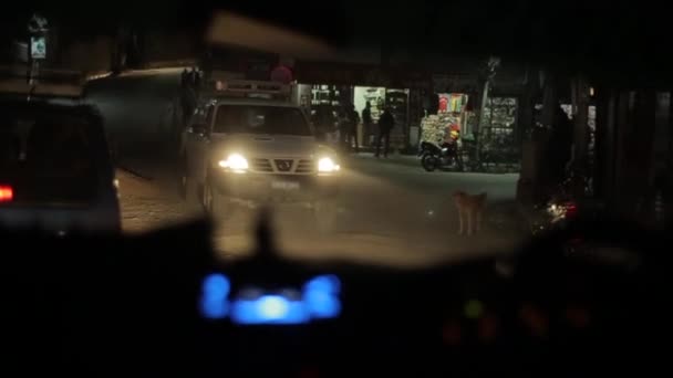 Delhi, India - 29 november 2019: Vrolijke Indiase Nepalese kleine meisjes lopen met ballonnen in hun handen vergezeld van blanke jonge mannen die vrijwilligerswerk doen op een smalle stenen trap in de stad. Het uitzicht — Stockvideo