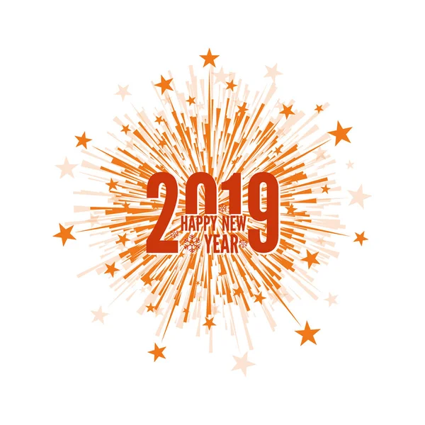 Creativo Feliz Año Nuevo 2019 Con Explosiones Fuegos Artificiales Multicolores — Archivo Imágenes Vectoriales