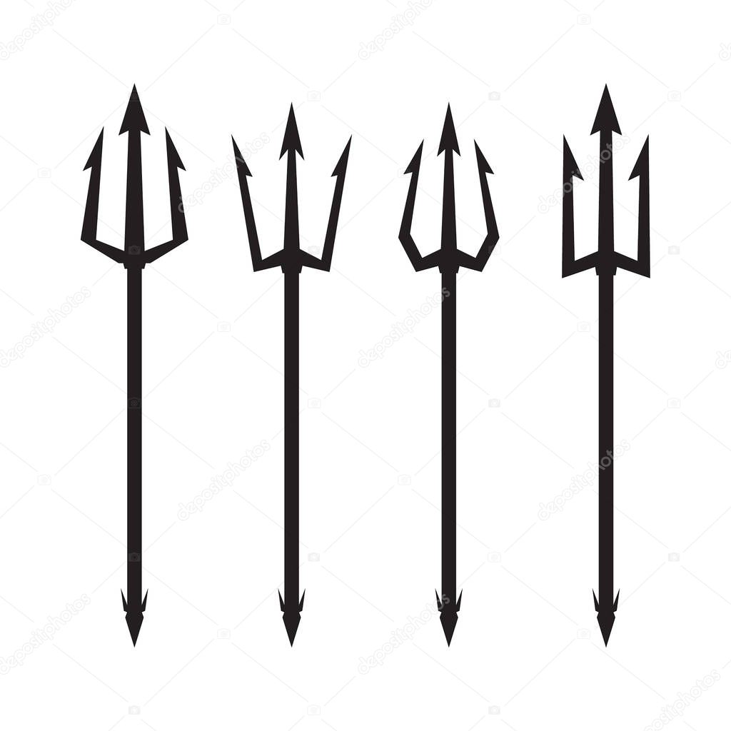 Poseidon Trident set. Vector logo on white background.
