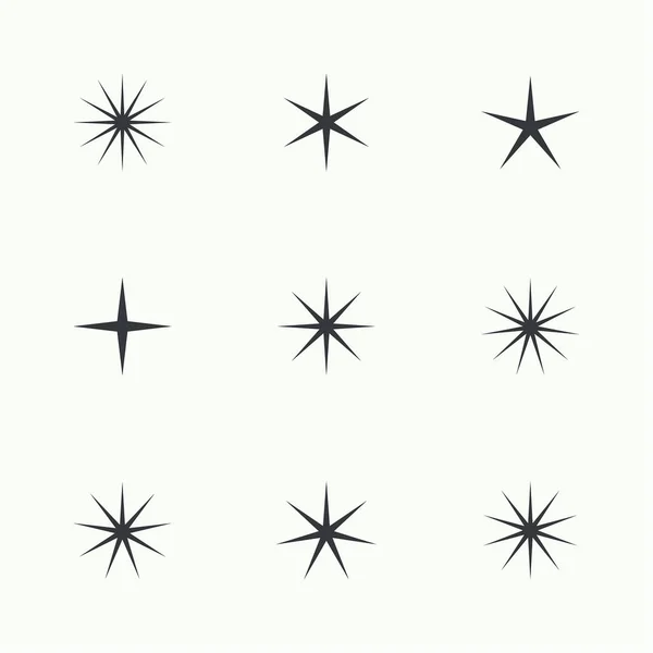Векторный набор звёзд с яркими огнями . — стоковый вектор