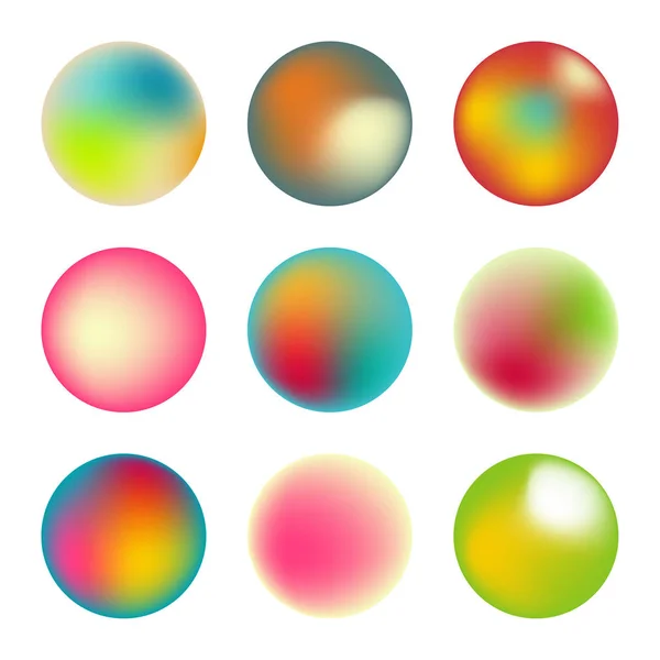 Vector set holografische vloeistof cirkels. — Stockvector