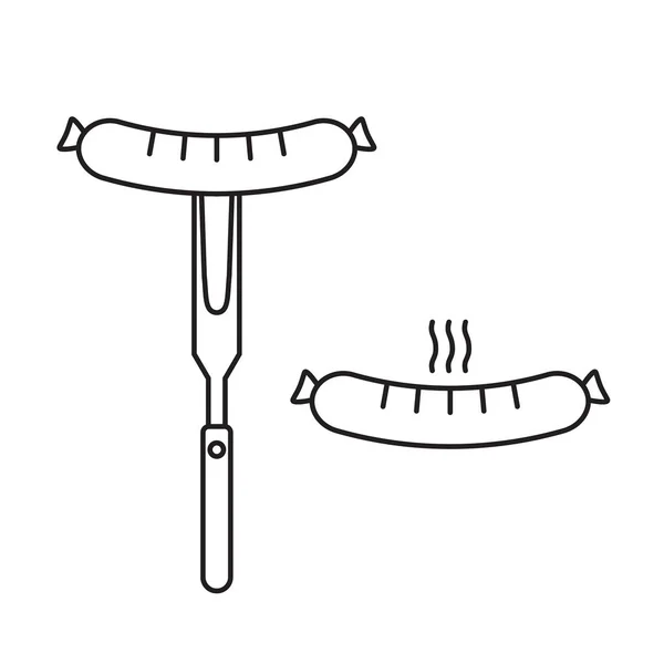 Gekochte heiße Bratwurst. — Stockvektor