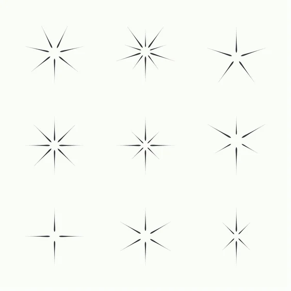 Vector set sparkle lichten sterren. — Stockvector