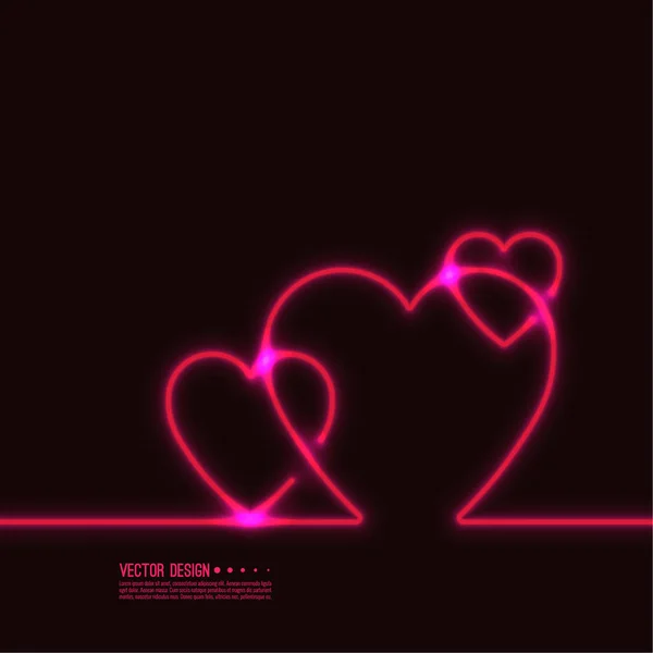 Néon coeur lumineux . — Image vectorielle