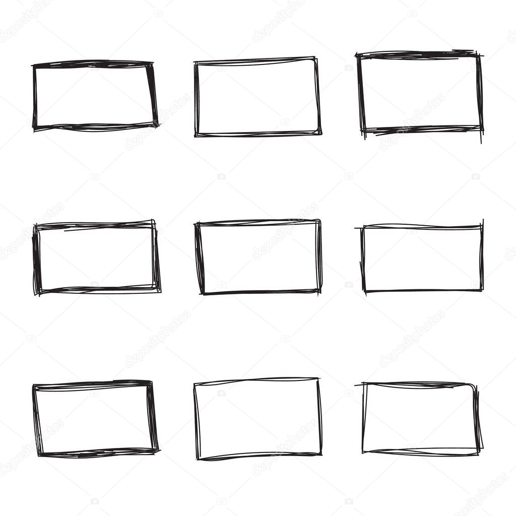 Set hand drawn rectangle