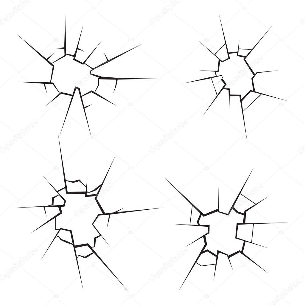 Vector set of broken glass