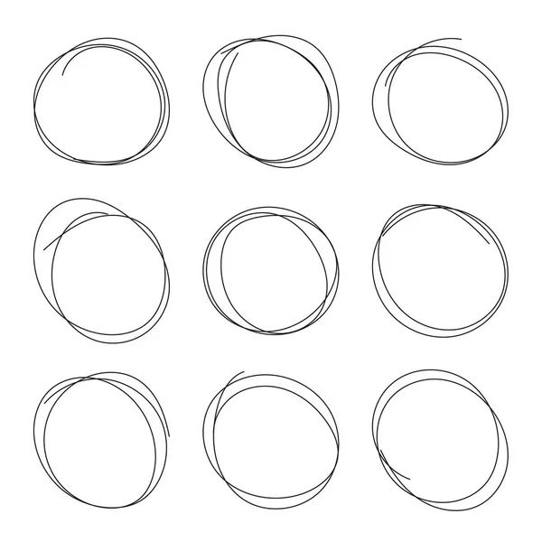 Set ovali disegnati a mano — Vettoriale Stock