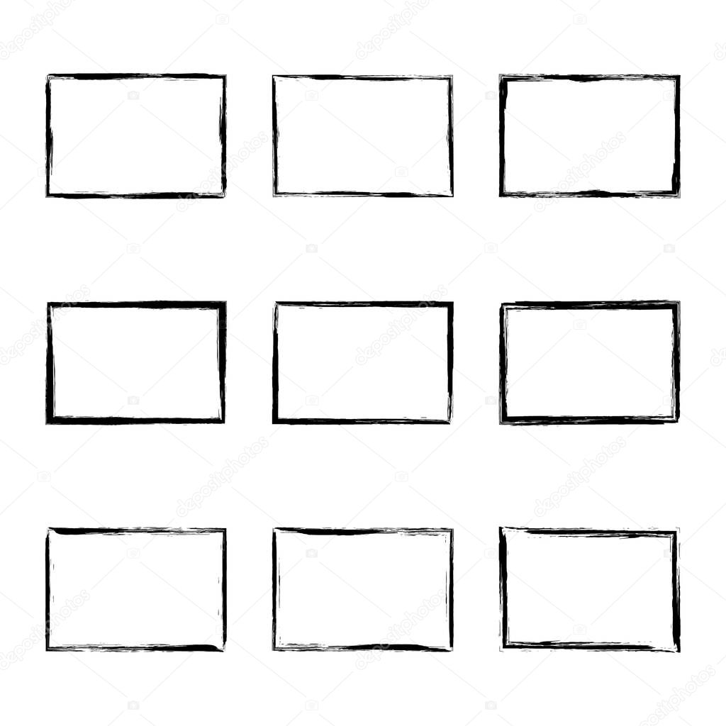 Set hand drawn rectangle frame.