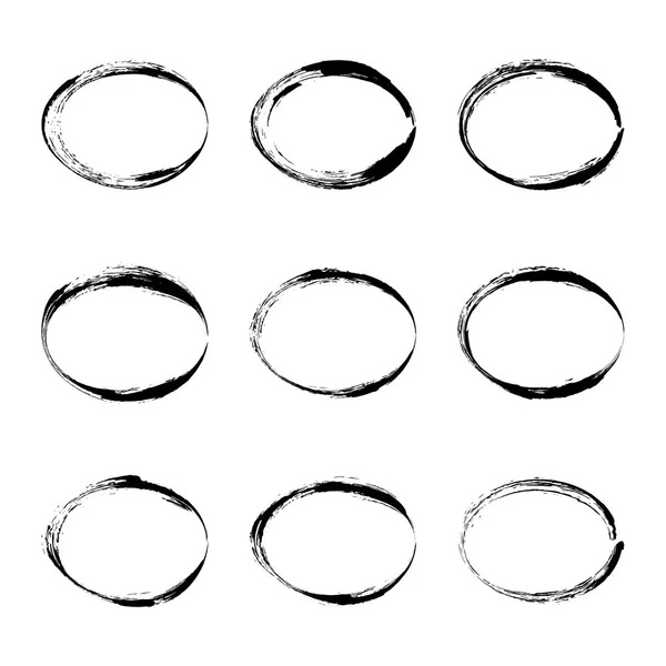 Set hand drawn oval frame. — Stock Vector