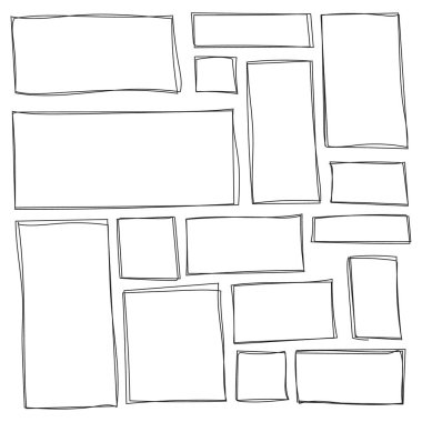 Serbest el çizilmiş şekil kümesi.