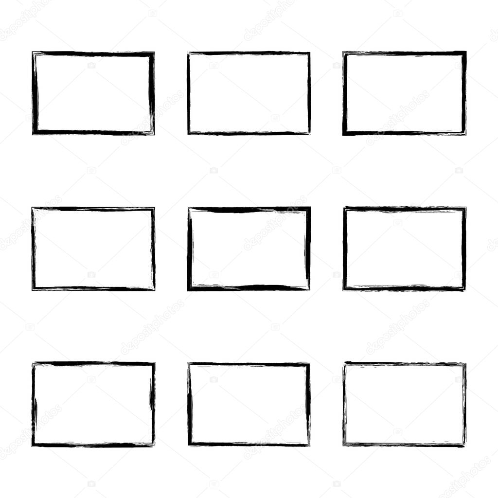 Set hand drawn rectangle frame.