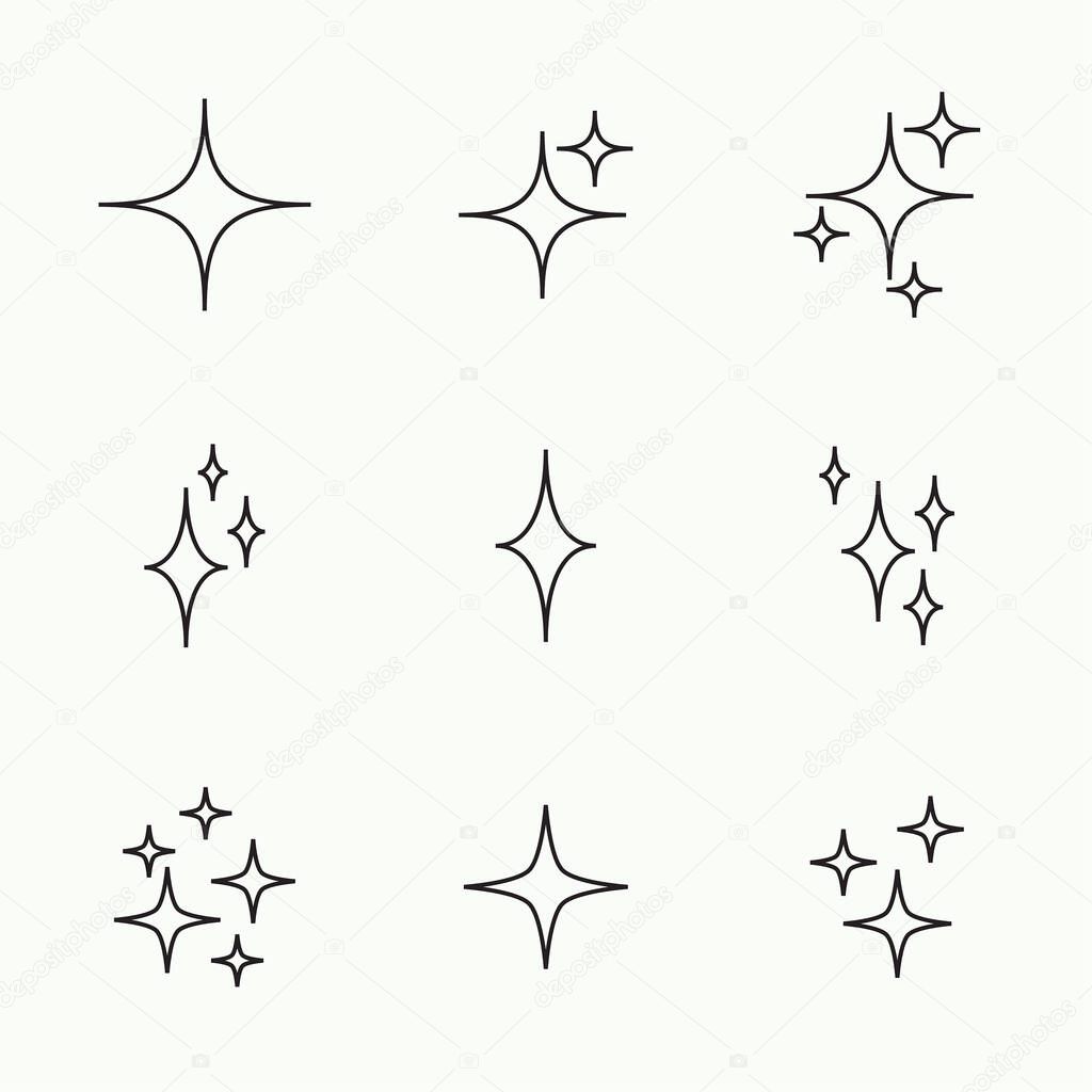 Set of vector stars sparkle.