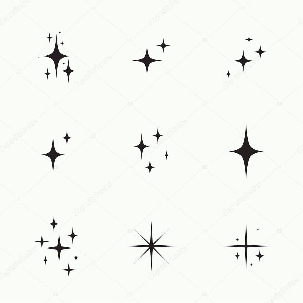 Set of vector stars sparkle.