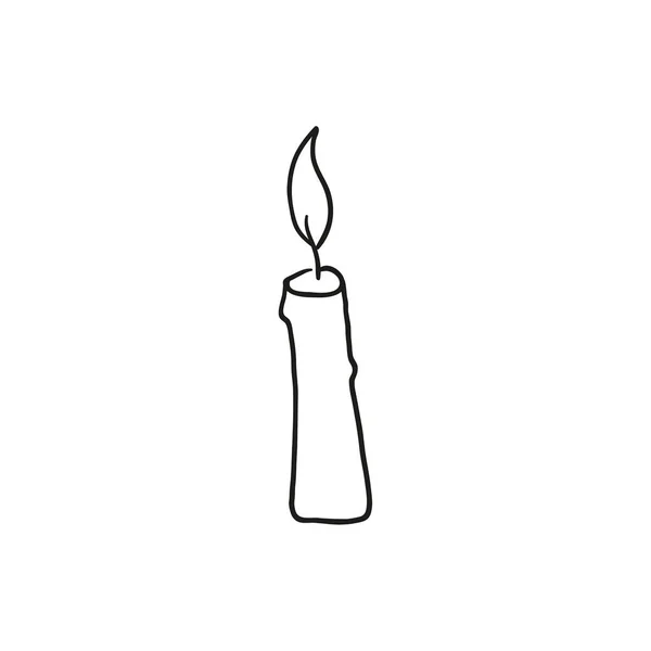 Vektorový náčrt hořící svíčky. — Stockový vektor