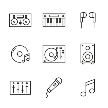 Müzik satırı dj simgeleri kümesi.