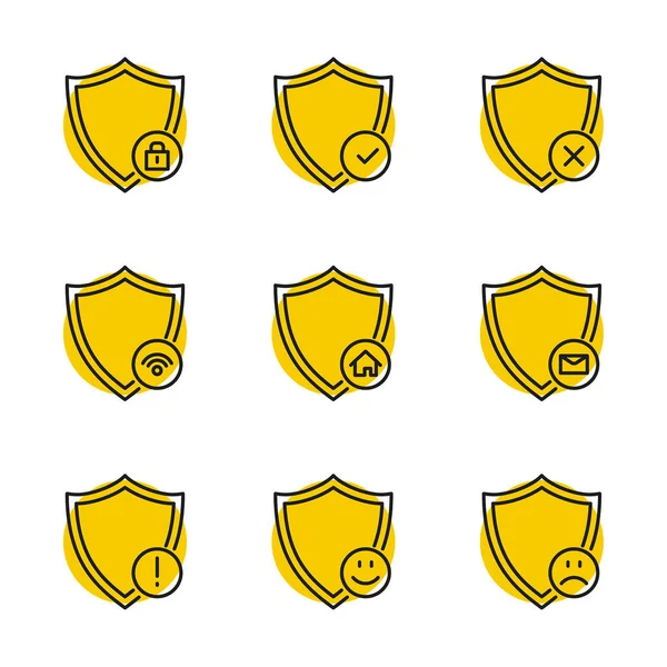 Set of linear safety icons. — Stock Vector