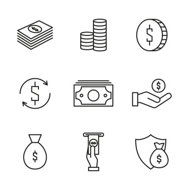 Para ve ödeme çizgisi simgeleri.