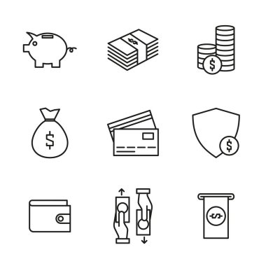 Para ve ödeme çizgisi simgeleri.