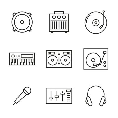 Müzik satırı dj simgeleri kümesi.