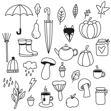 Sonbahar karalama simgeleri.