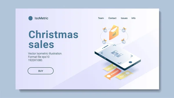 Isometrische Weihnachts Shopping Banner Und Buttons Gesetzt Online Shopping Online — Stockvektor