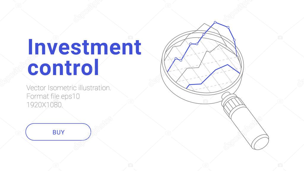 investment control and trading illustration. Isometric vector banner