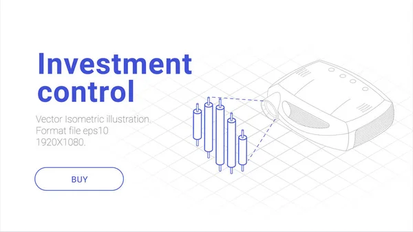 Control Inversiones Ilustración Comercial Banner Vector Isométrico — Vector de stock