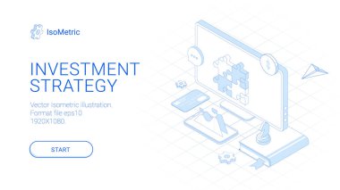 Genişletilmiş gerçeklik kavramı artar. 3D izometrik tasarım. Vektör çizim.