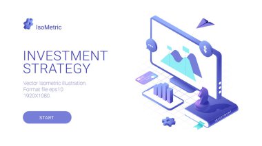 Genişletilmiş gerçeklik kavramı artar. 3D izometrik tasarım. Vektör çizim.