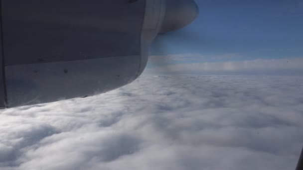 Полет Пропеллере Над Облаками — стоковое видео