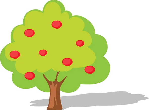 Apple Tree Platt Design Illustration Isolerade Vit — Stock vektor