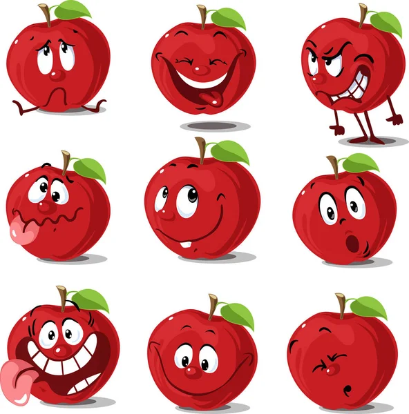 Apfel Set Flaches Design Niedlich Cartoon Vektor Illustration Charakter Isoliert — Stockvektor