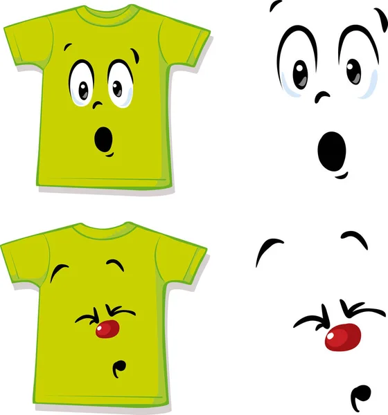 Camisa Com Expressão Facial Engraçada Vector Illustratio — Vetor de Stock