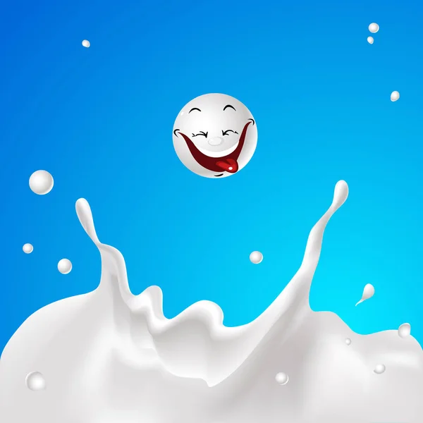 Splash Mléko Bílým Drop Roztomilý Legrační Charakter Vektorové Ilustrace — Stockový vektor