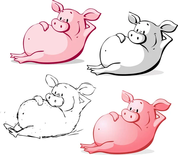 Illustration Vectorielle Dessin Animé Ping Pig Mignon Isolé Sur Blanc — Image vectorielle