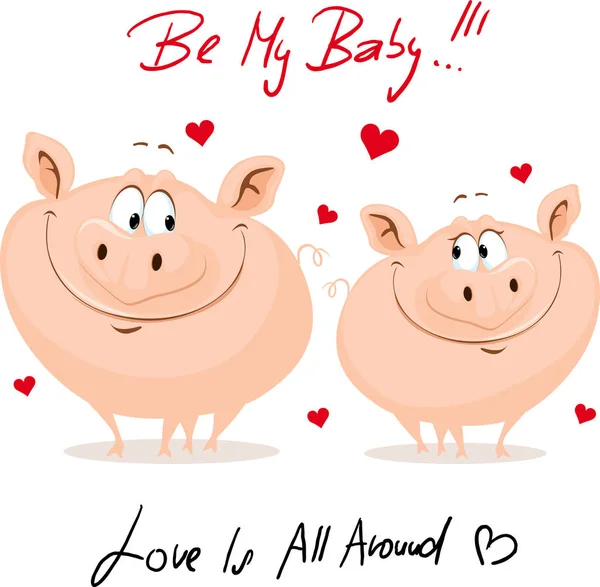 可爱的猪在爱 情人节向量例证 — 图库矢量图片