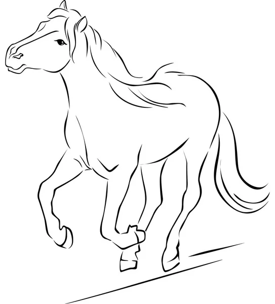 Illustrazione del cavallo Black Sketch Running - Vettore — Vettoriale Stock