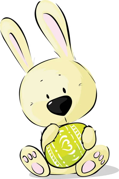 Easter Bunny Hold Painted Egg - Vector Illustration — Stock Vector