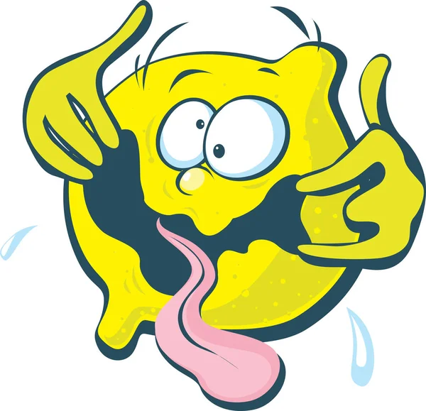 Sour Lemon Cartoon Funny Vector Ilustração —  Vetores de Stock
