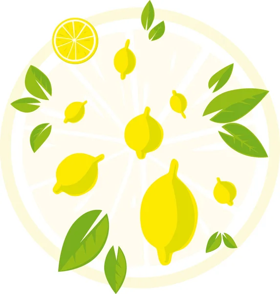 Design with Lemon an Leaf - Vector Illustration — Stock Vector