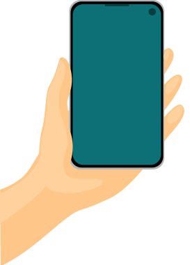 Cep Telefonu El Altında - Vektör Resimleri Beyaz Arkaplanda İzole Edildi