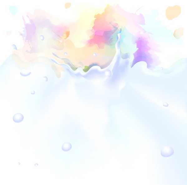 Abstrait Éclaboussure Lait Avec Aquarelle Splash Art Fond Illustration Vectorielle — Image vectorielle