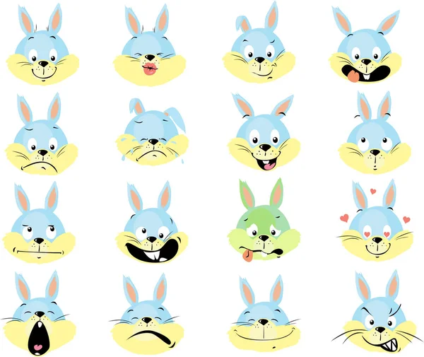 ウサギの絵文字 シンプルなファットデザインベクトルイラストセット — ストックベクタ