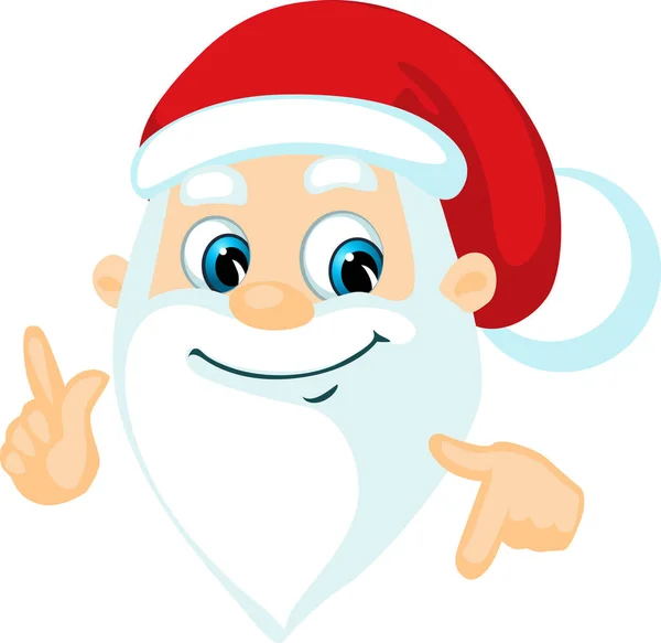 Kerstman Hoofd Hand Cartoon Vector Illustratie Geïsoleerd Wit — Stockvector