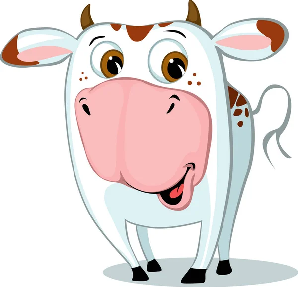Personagem Engraçado Bonito Vaca Ilustração Vetor Dos Desenhos Animados — Vetor de Stock